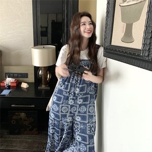 【新款】垂坠感印花背带裤女夏季连体裤2C353/8672/P120/K178图片