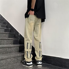 文艺男时尚合体直筒潮流新款牛仔裤春季潮水洗休闲长裤K91309B-3，男装牛仔裤，星座310B-1