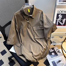 气质港风日系复古工装polo领短袖衫男日系原宿潮流2433P32，男装Polo衫，星座410-2
