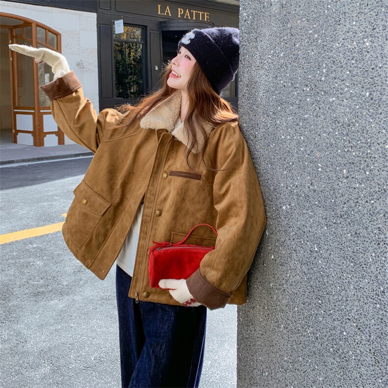 新款主推90绒内胆麂皮羽绒服2680-P275-K408,女装短外套,2C129