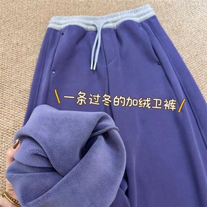 DD104P53美式复古紫色加绒裤子图片