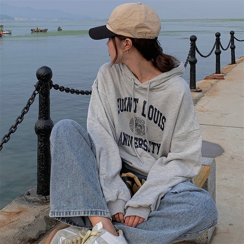 双层帽春秋新款宽松印花连帽卫衣女学生上衣E646-P40,男装卫衣,星座911-2(原星座613-2）