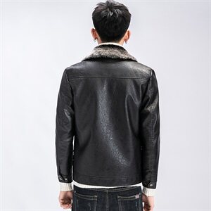 PY98皮毛一体羊羔毛男外套网红快手同款加绒机车服图片