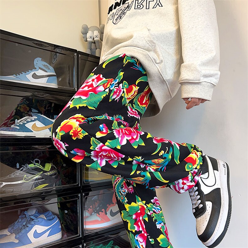 控价49东北大花民族风牡丹花西裤休闲裤情侣过年战袍ZK566P-35，男装休闲裤，电商A128