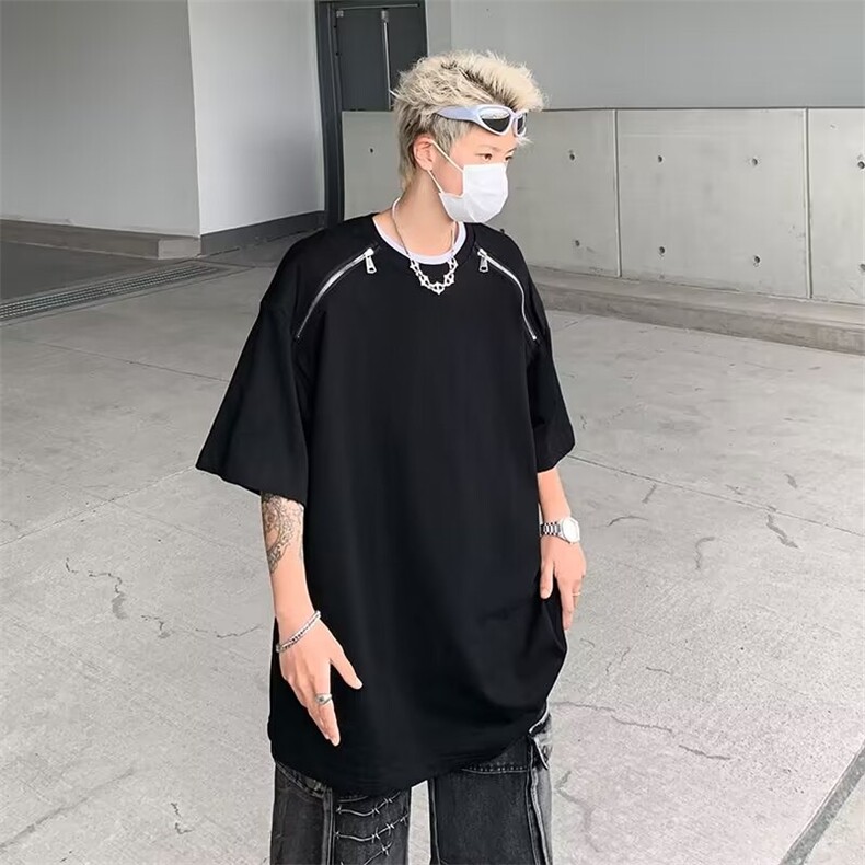 夏季男圆领拉链纯棉短袖T恤LT37P33,男装T恤,星座1116-2