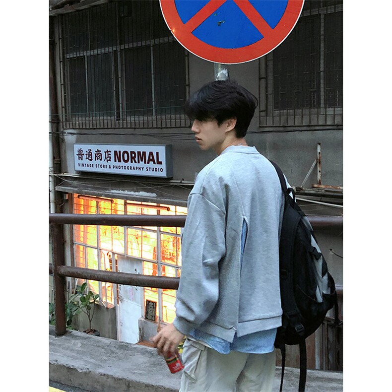 特P68无差价长袖重磅假两件春秋长袖卫衣-HW3585港风街头,男装卫衣,电商A003