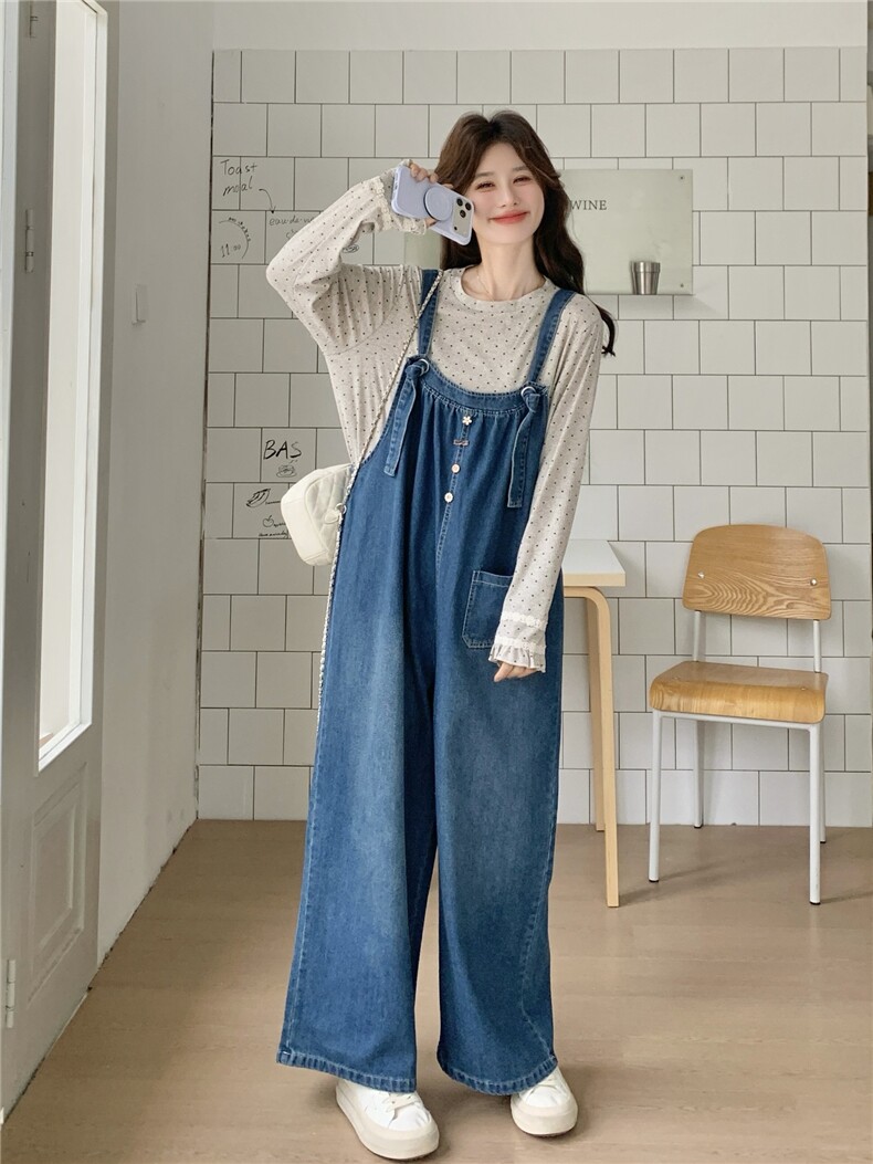 现货新款针织打底衫+牛仔背带裤两件套2C056-7206-P175控288,女装套装/套裙,2C056