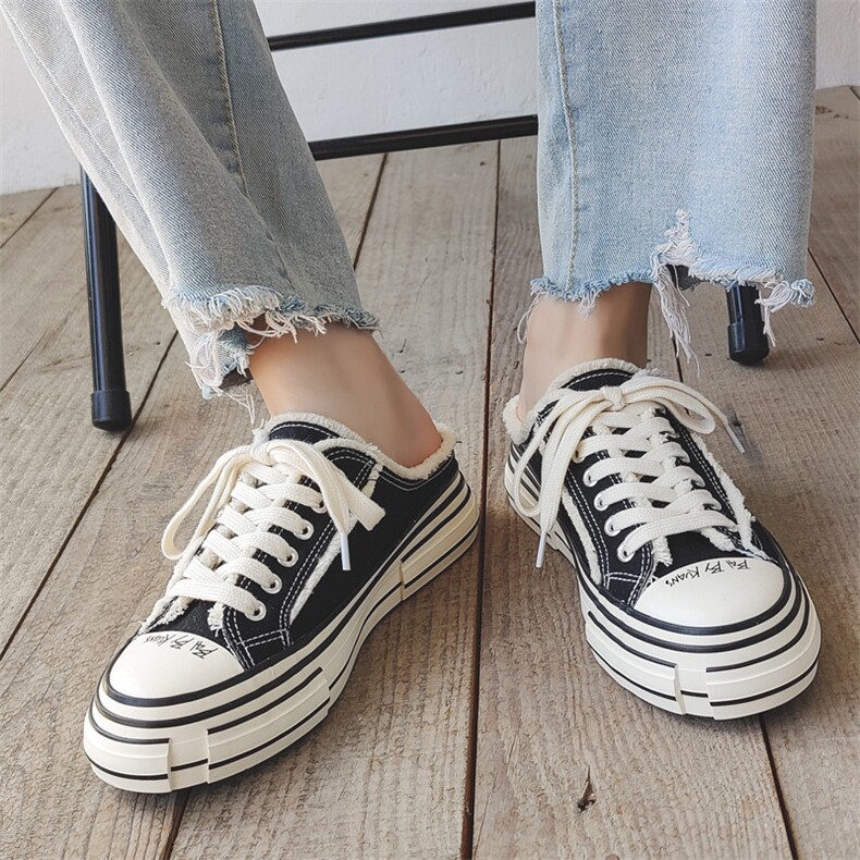 夏季新款乞丐鞋男半托板鞋百搭男鞋小众设计帆布鞋男拖鞋，男鞋拖鞋，电商A223