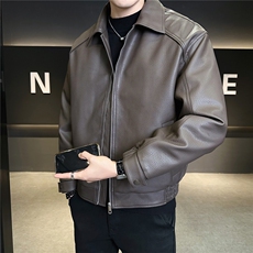 新标90绒皮夹克羽绒服男冬季2025新款翻领外套A313-8666-P255，男装夹克，电商A313