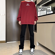 纯黑色渐变高弹修身直筒大码微喇毛边牛仔裤男K860-K861-K866-P50，男装牛仔裤，星座205
