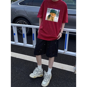 可48小时发货支持抖音得物来样二开 美式满天星亮片短袖T恤MTX669图片