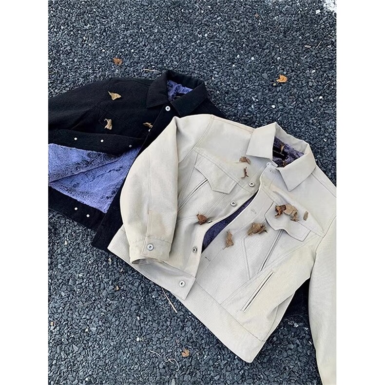 (非揭阳货)水洗帆布加绒军布仿兔毛夹克棉服男 XZ514-2-MY34-P100图片