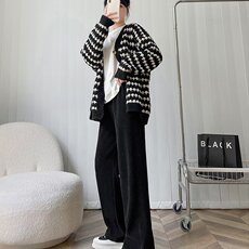 雪尼尔阔腿裤女秋冬2025年高腰垂感加绒加厚直筒裤218-8KZ978P50，男装卫衣，星座218-8