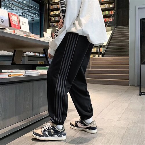 条纹卫裤男新款宽松百搭港风B684P32,男装休闲裤,星座1116-2
