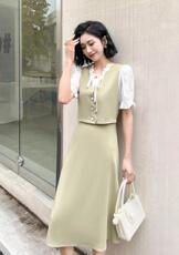[现货]假两件套连衣裙，三色、三码，女装连衣裙，依柏璐(1F)