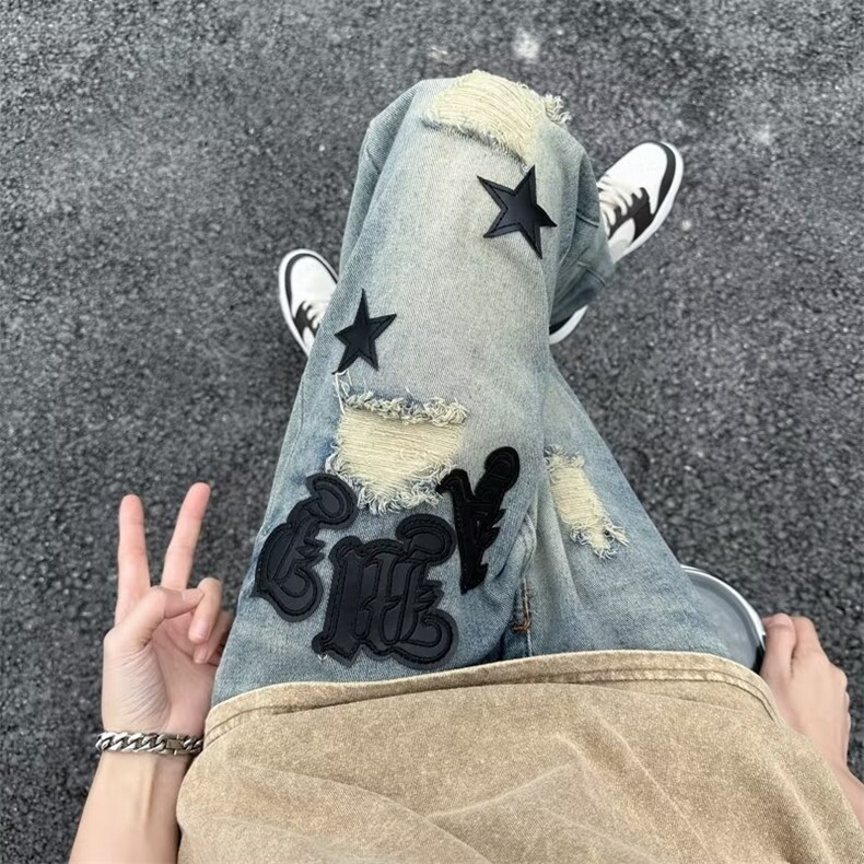 美式牛仔裤男春秋新款休闲直筒裤N1046P45图片