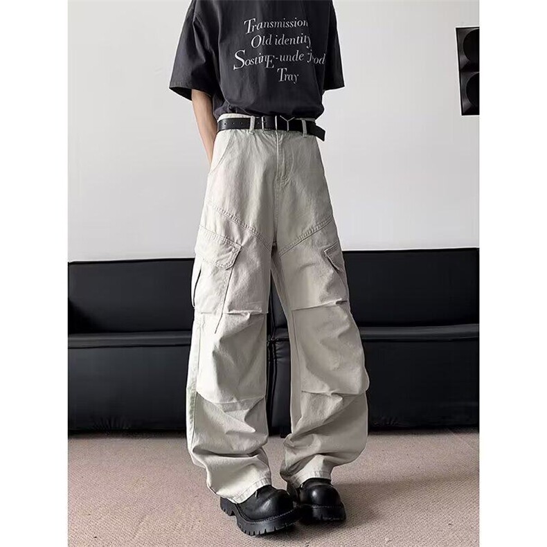 美式复古高端工装裤男夏季高级感潮牌痞帅cleanfit休闲宽松阔腿裤，男装工装外套，星座813-2