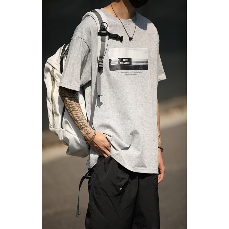 时尚流行ins文艺百搭日系新款高品纯棉260G印花短袖潮流无品牌，男装T恤，星座506A