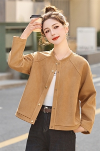 早春时尚鹿皮绒外套女短款2025新款百搭小个子休闲棒球服夹克上衣图片