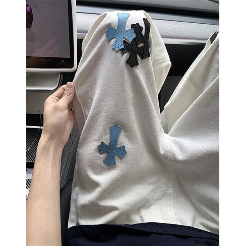 十字架贴皮牛仔裤男女微喇直筒ins宽松阔腿拖地弯刀长裤KC1155，男装皮裤，星座1116A（原606A-3）