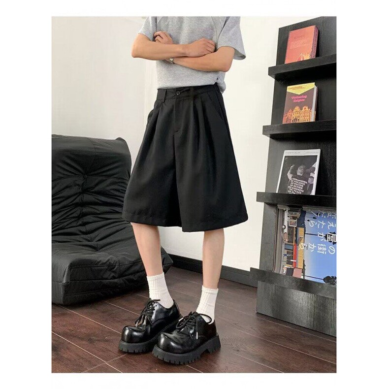灰色西装短裤男女夏季薄款新款高腰显瘦宽松a字阔腿休闲五分裤,男装牛仔裤,星座1013
