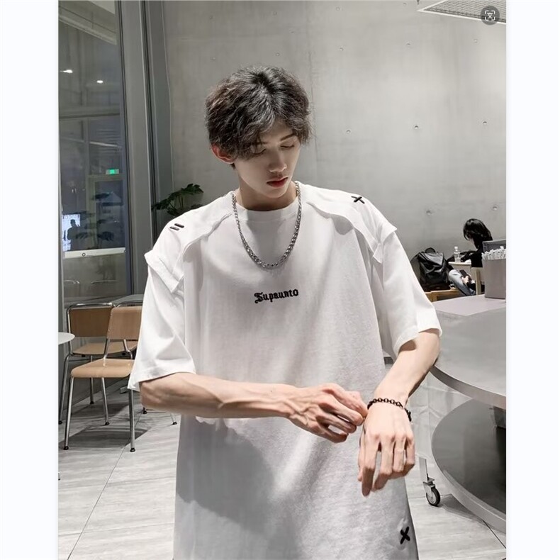 T恤男士短袖韩版潮流高街美式字母2025夏季新款ins体恤ST370-P43，男装T恤，星座412-3