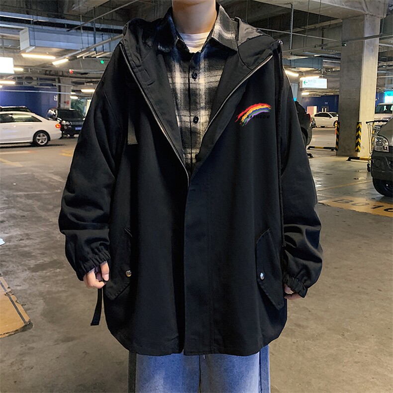 JK41064-P85纯棉连帽夹克男士大码工装夹克男外套男图片