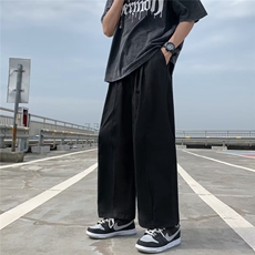 日系ins潮牌宽松工装裤男美式复古高街坠感直筒阔腿裤子哈伦长裤，男装休闲裤，星座601-2