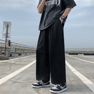 日系ins潮牌宽松工装裤男美式复古高街坠感直筒阔腿裤子哈伦长裤图片