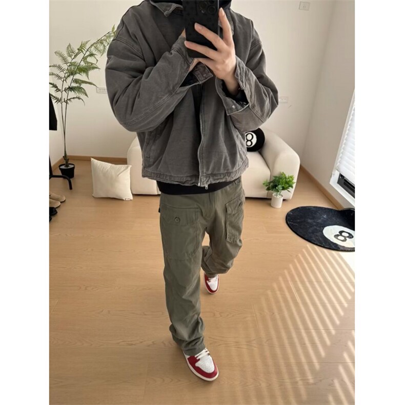 【网图有货】灰绿色工装裤欧美vibe裤子美式伐木裤GZK18LL-特P60,男装工装外套,星座1007（原301D）