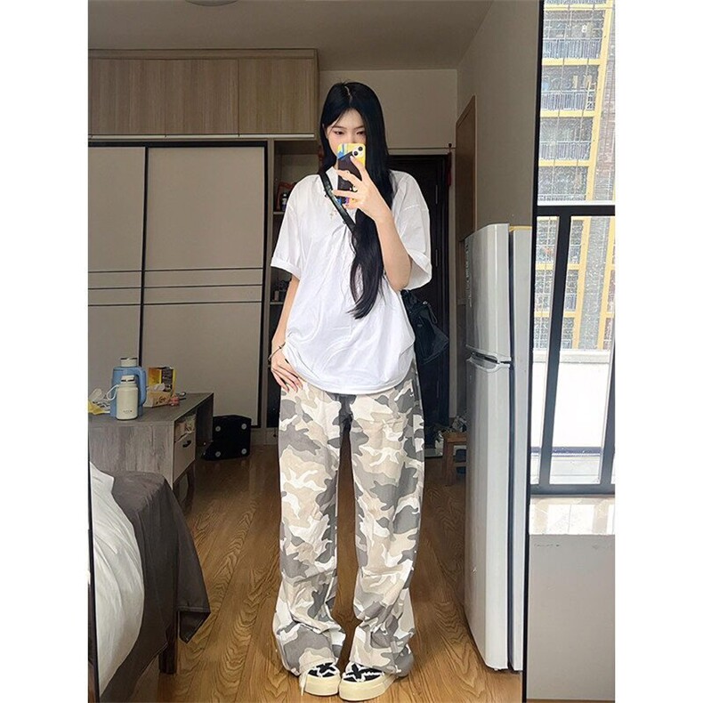 美式复古水洗迷彩牛仔裤男潮牌cleanfit直筒显瘦微喇裤子-NK755,男装牛仔裤,星座601-1