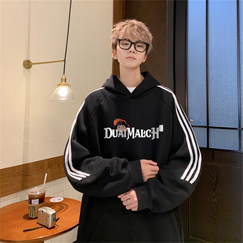 美式三杠条纹复连帽卫衣秋冬男女宽松长袖SWY2473-P55控8850棉,男装卫衣,电商B370