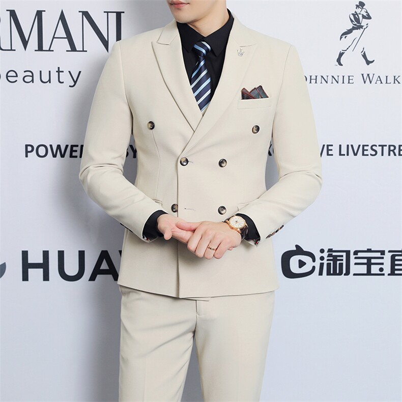 2025新款男士商务休闲三件套双排扣西服2206-P220，男装西服，星座311B