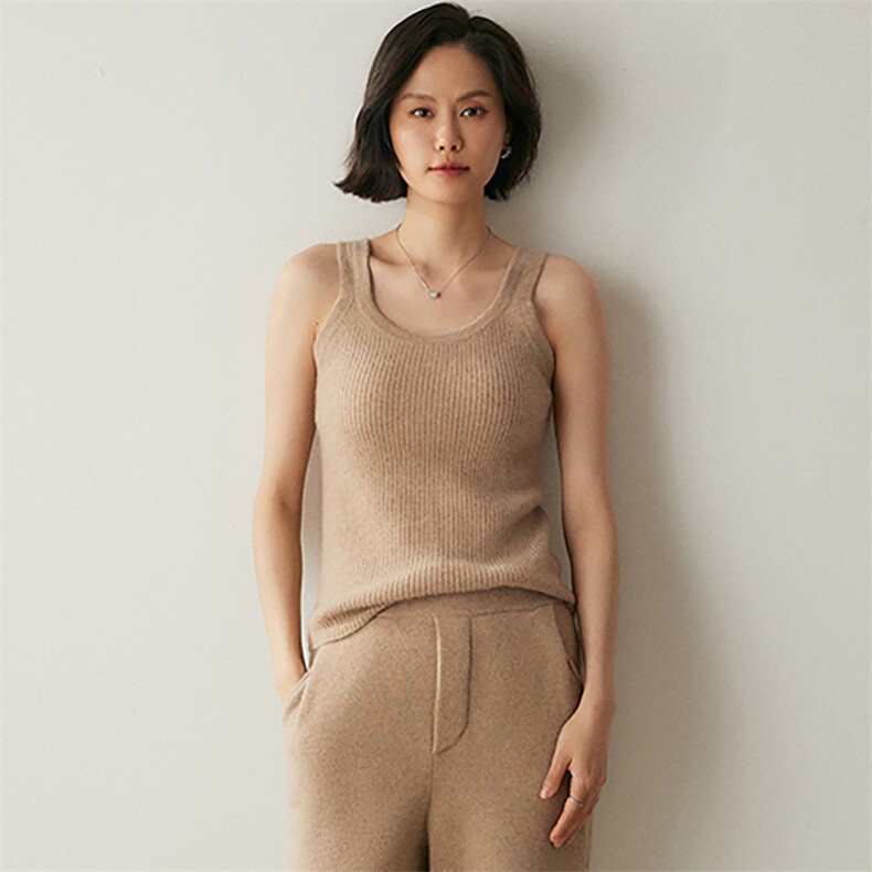 叠穿内搭~山羊绒吊带背心女修身显瘦内搭外穿毛衣短款针织打底衫，女装背心吊带，绒创羊绒