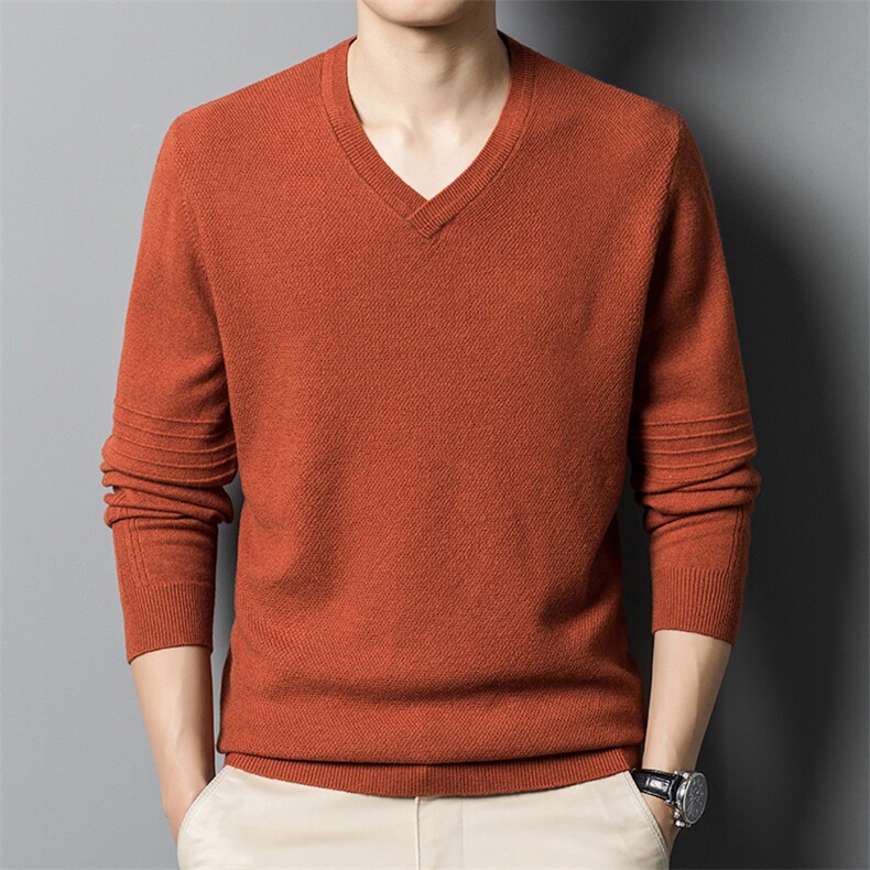 BJ15250钱塘2020-2冬季厚款时尚休闲V领百搭中年男士羊毛衫P147图片