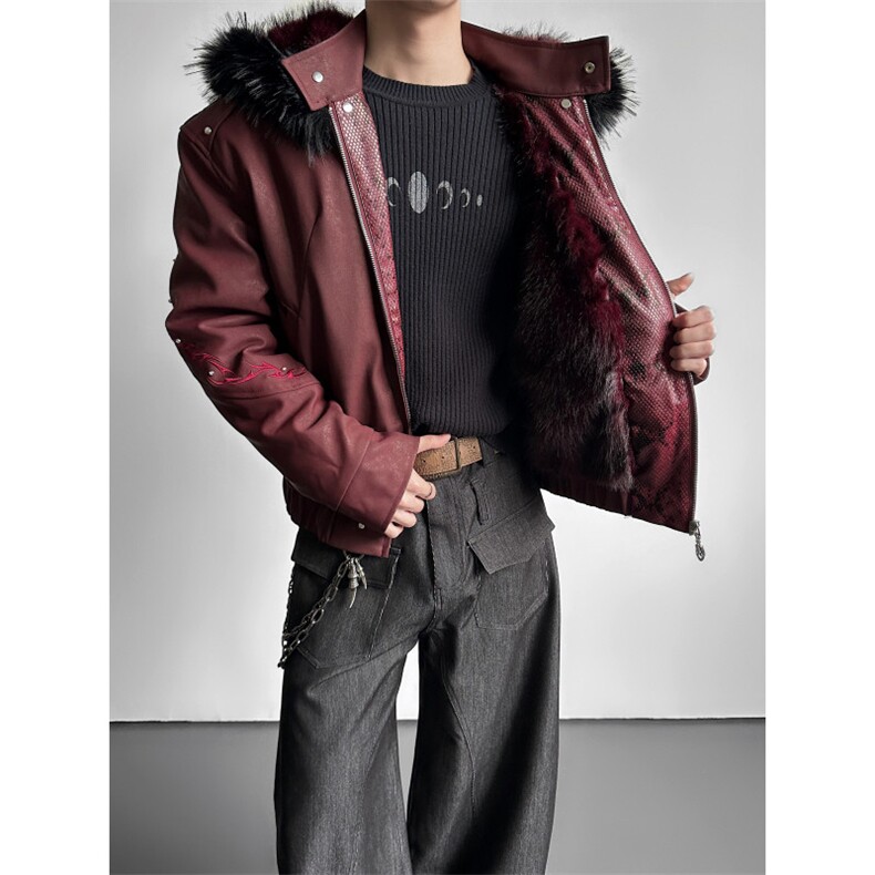 已安排赤焰重磅刺绣pu加厚保暖座山雕外套棉服夹克冬mj1115-p198,男装夹克,电商B288