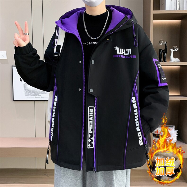 男士外套青年男冬季加绒加厚夹克外套帅气保暖棉衣男L8756-P93图片