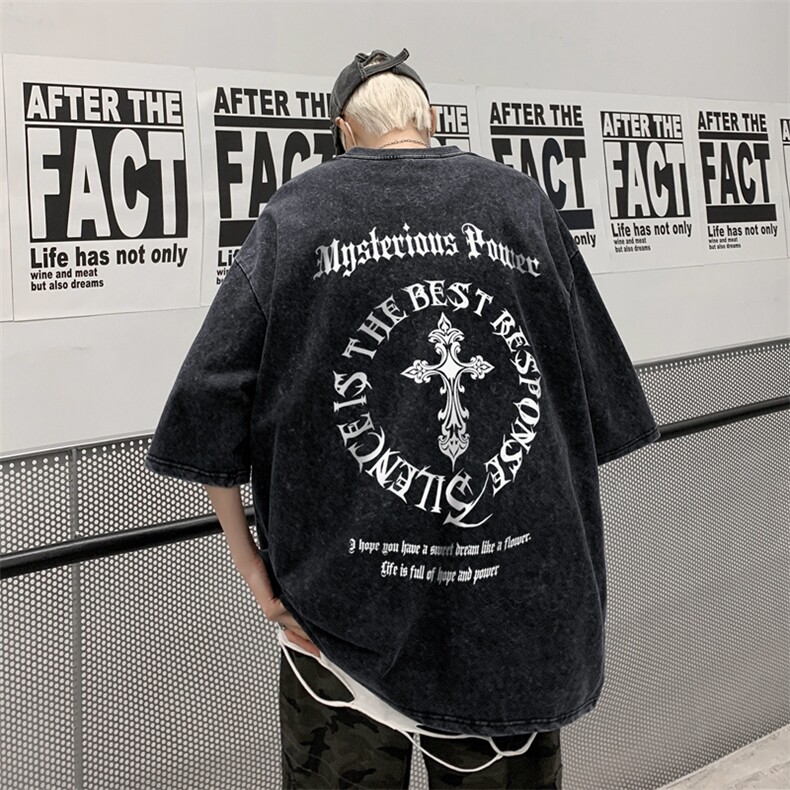 蜡染潮牌宽松短袖t恤美式复古高街水洗做旧517A-2-SX208-P38,男装T恤,星座517A-2