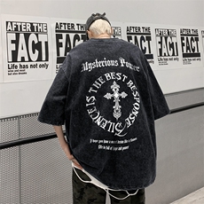 蜡染潮牌宽松短袖t恤美式复古高街水洗做旧517A-2-SX208-P38，男装T恤，星座517A-2