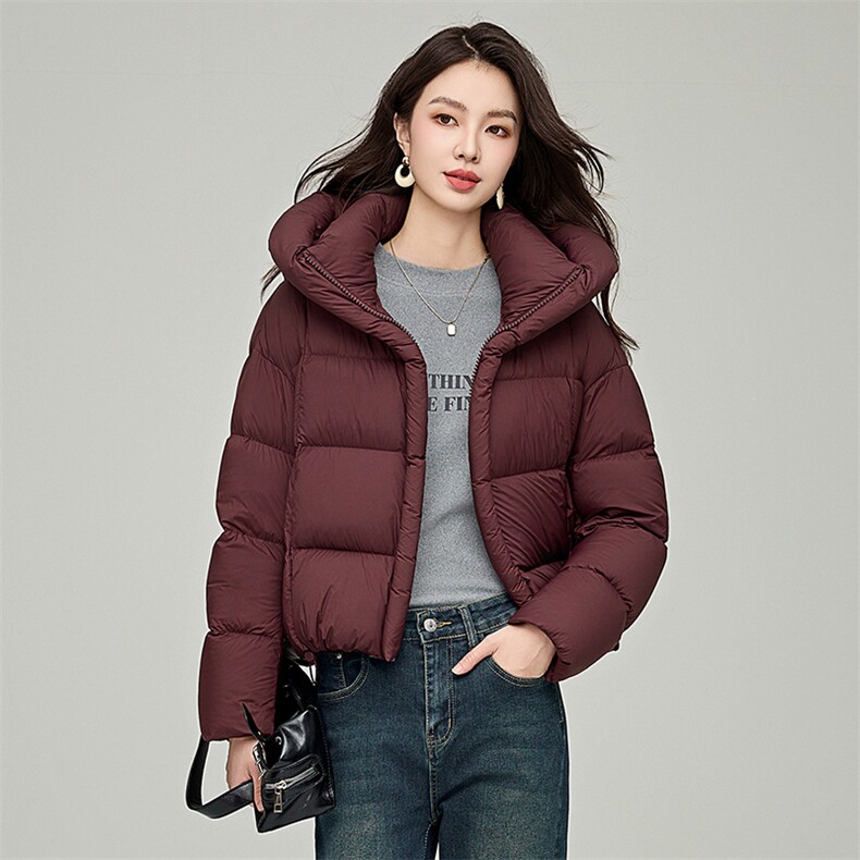 泡芙羽绒服女短款2024冬季新款宽松休闲90白鸭绒加厚黑色外套,女装羽绒服,阿舍尔精品