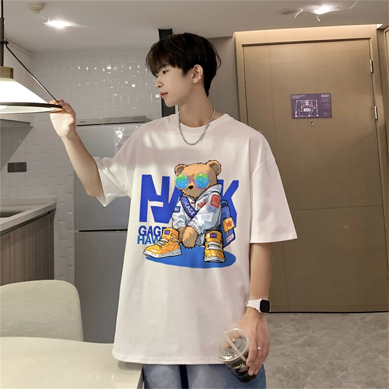 圆领纯棉宽松短袖T恤百搭小熊体恤1209-1-T20-P30现货不缺货，男装T恤，星座1209-1