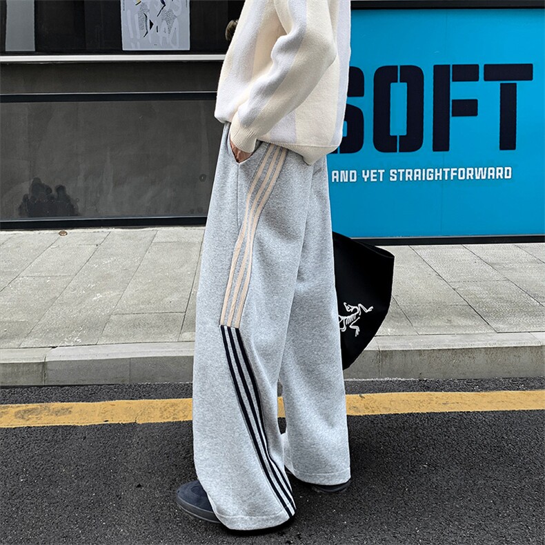 美式高街条纹卫裤男春秋季新款潮牌重磅宽松直筒休闲百搭运动裤子,男装休闲裤,星座810(原QT5070)