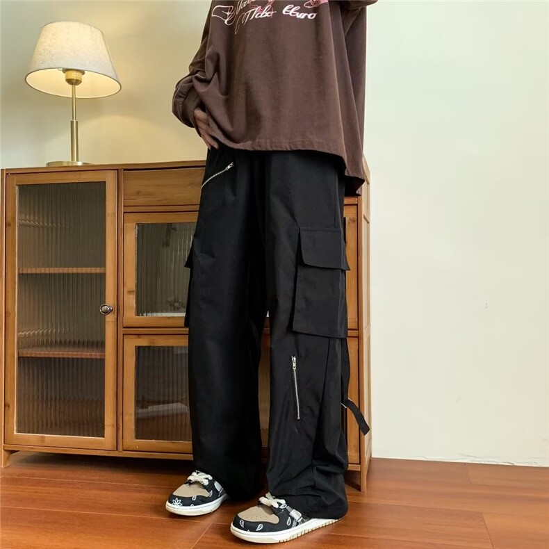 美式裤子男款秋季高街小众设计感宽松直筒工装休闲长裤 KD06-P40图片