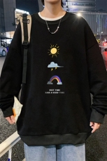S6141-P28加绒款-P33秋季圆领卫衣男大码韩版宽松长袖外套，男装卫衣，电商A040