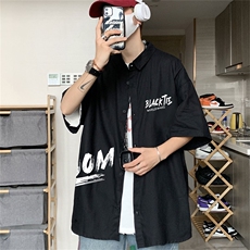 DSA028-MDS2140夏季新款港风百搭潮流印花短袖衬衫男，男装T恤，电商A028
