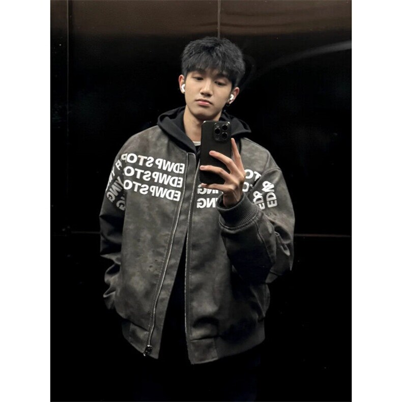 706-1-JK503-P75现货春季港风男士廓形垫肩立挺美式夹克外套潮,男装夹克,星座706-1