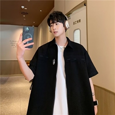 2024夏季新款短袖开衫衬衣男潮流百搭宽松半袖衬衣现货W8130-P34，男装T恤，星座512-4