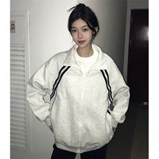 抖音得物高品质二开25秋冬美式重磅结构织带撞色立领卫衣外套W70，男装卫衣，电商A486