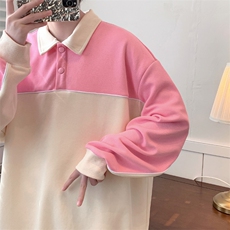 春装学生简约百搭衬衫2023新品撞色拼接卫衣男女WY021-P70控价98，男装卫衣，电商A441-1