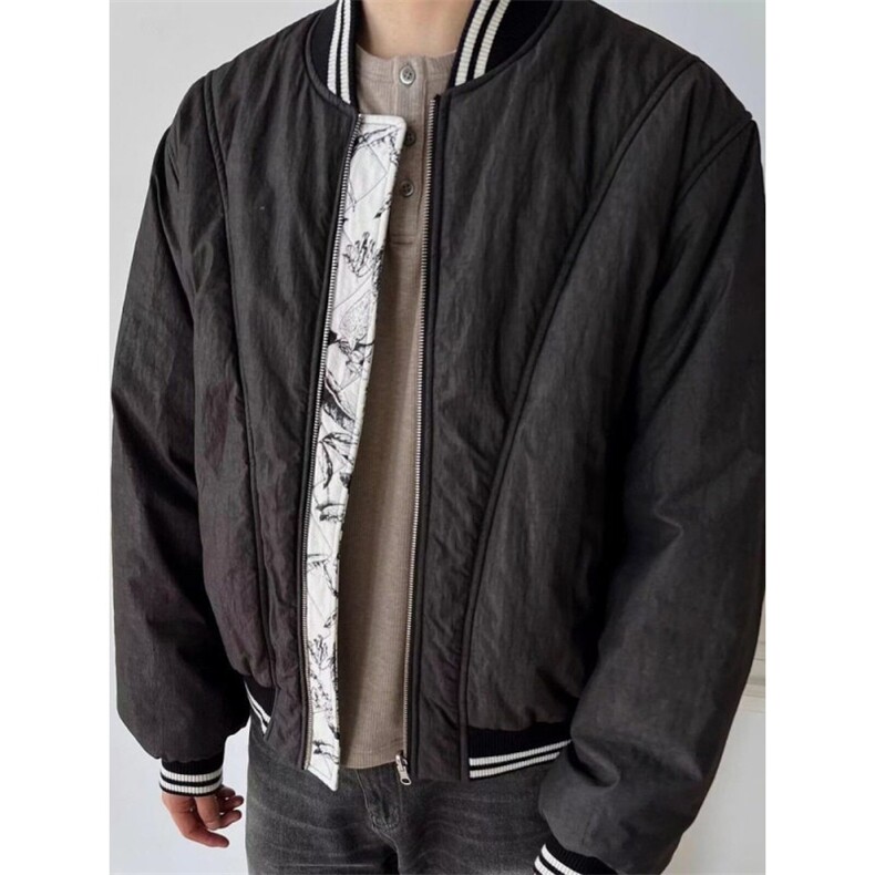 1506-1/MS60241/P94褶皱肌理双面穿棒球服男冬宽松夹克棉衣外套,男装夹克,星座1506-1